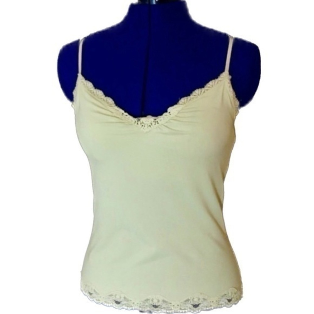 Express - Sage green tank top built in shelf bra with lace - Medium - Camisole